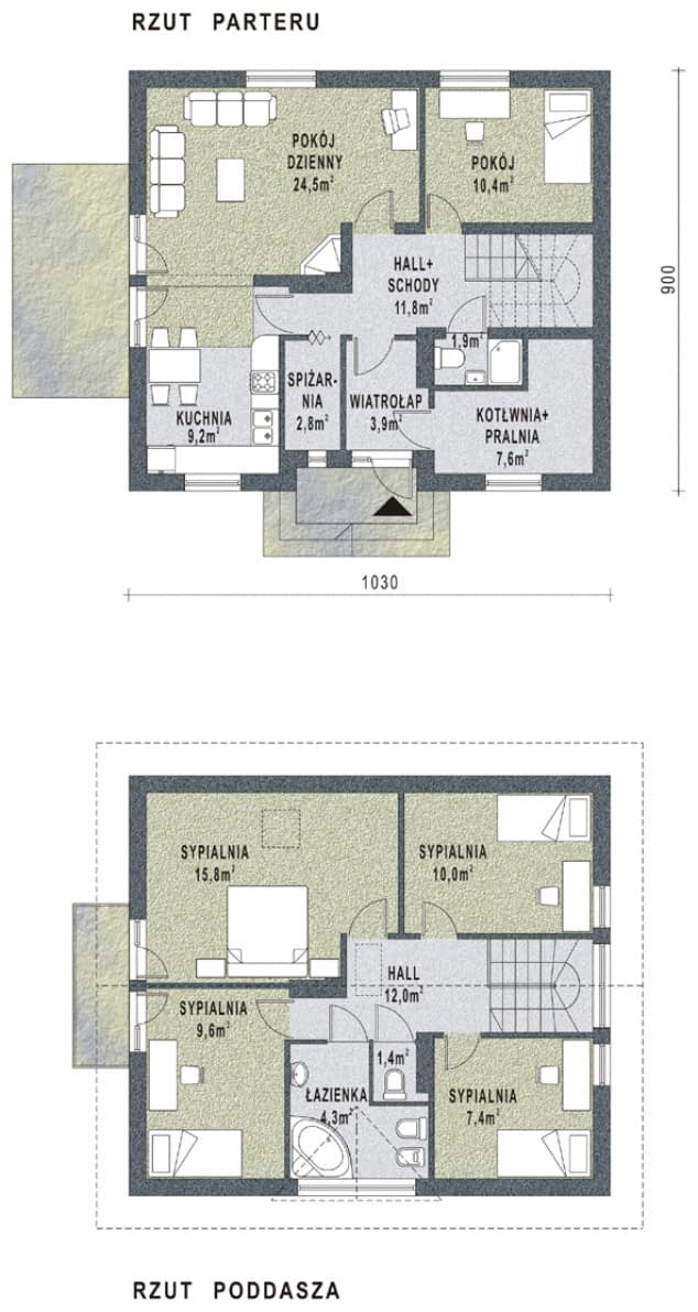 Rzut projektu WB-3901 - Parter