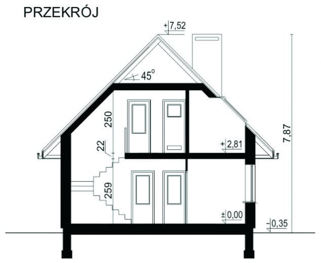Rzut projektu WB-0001 - Przekrój
