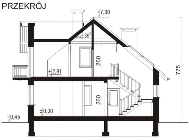 Rzut projektu WB-0008 - Przekrój