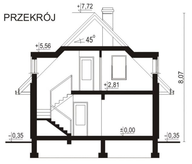 Rzut projektu WB-0009 - Przekrój