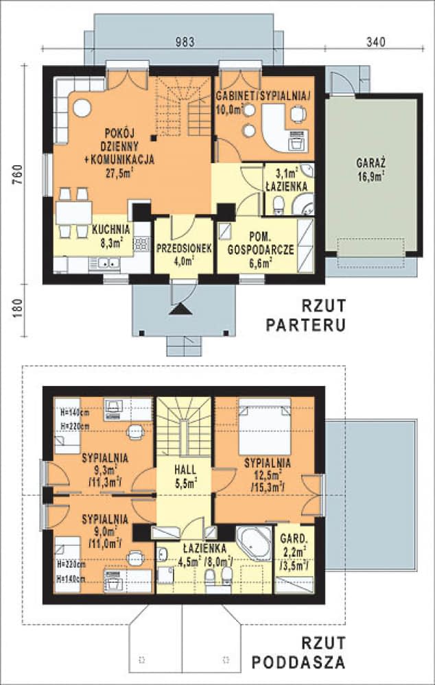 Rzut projektu WB-3303 - Parter