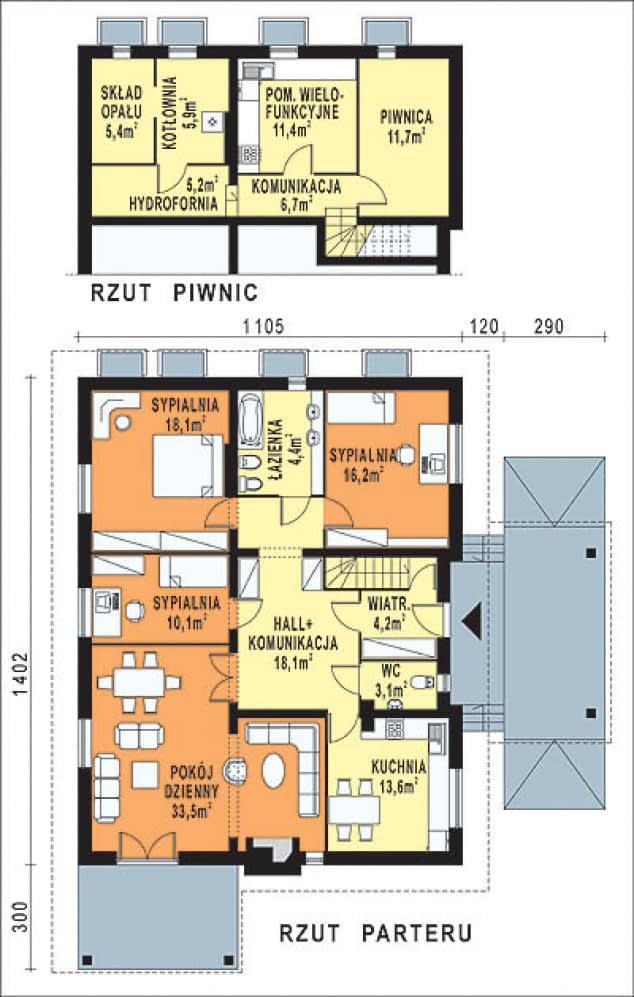 Rzut projektu WB-3315 - Parter