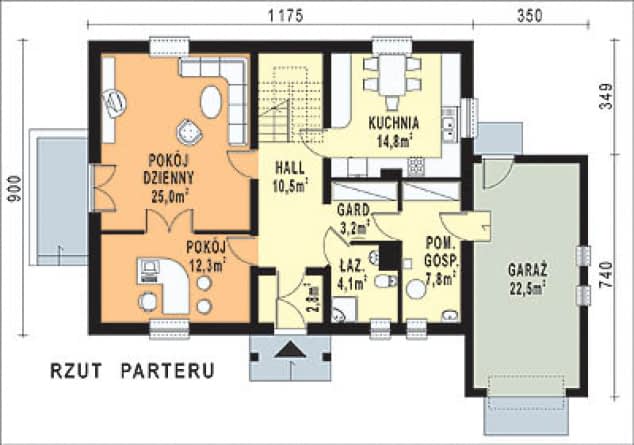 Rzut projektu WB-3417 - Parter