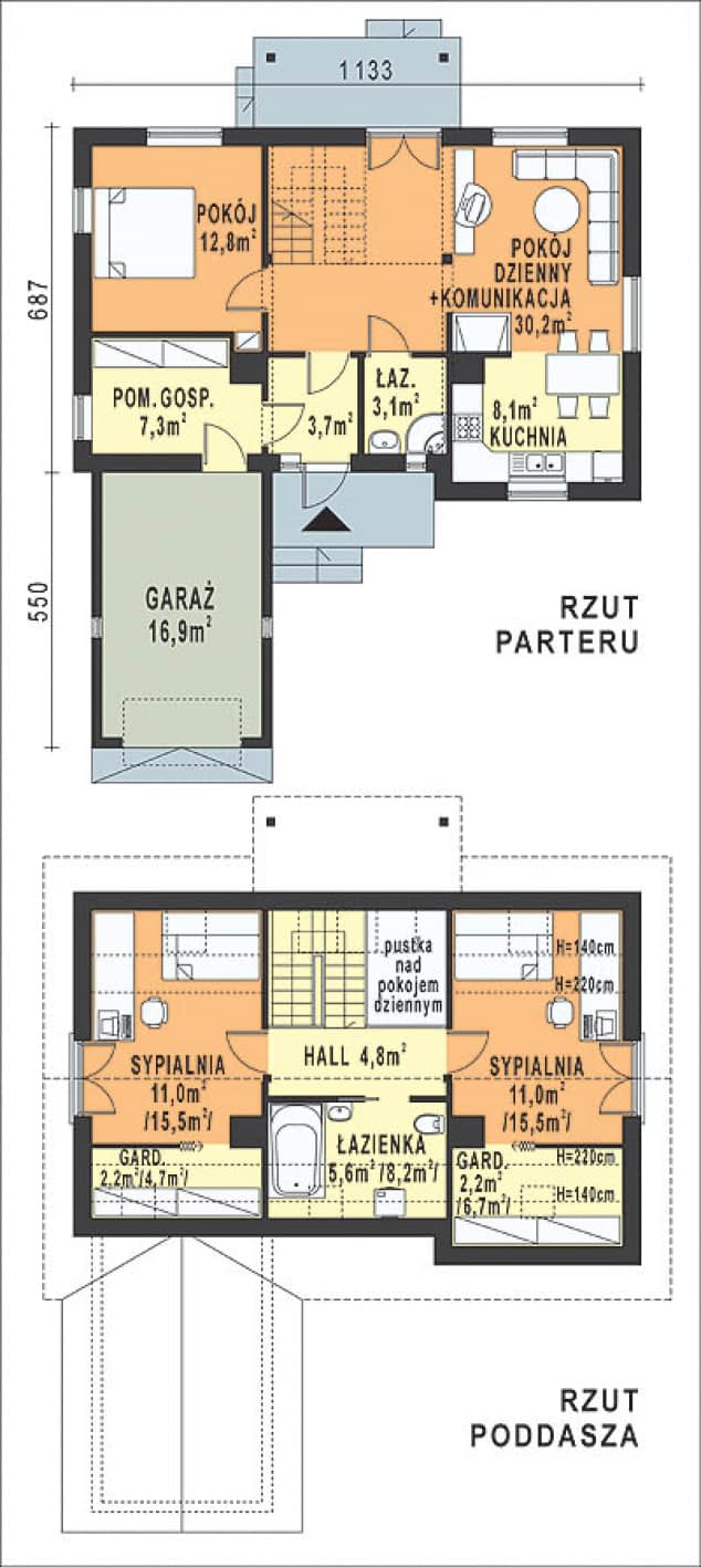 Rzut projektu WB-3445 - Parter