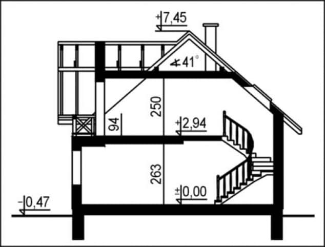 Rzut projektu WB-3935 - Przekrój