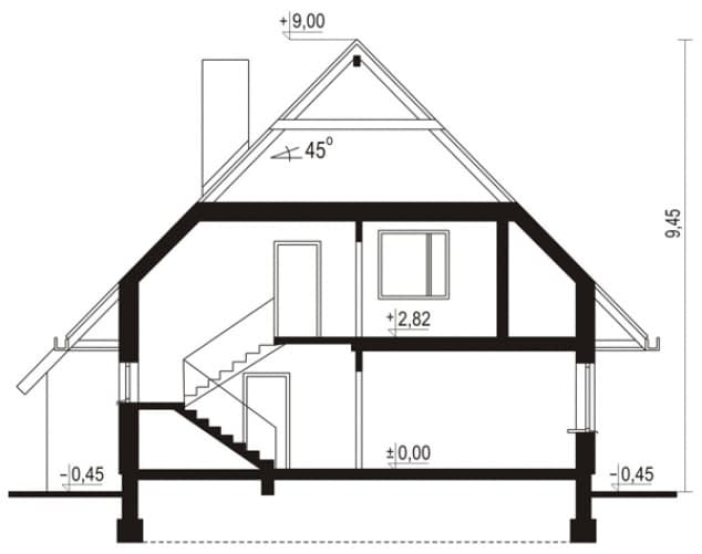 Rzut projektu WB-030 - Przekrój