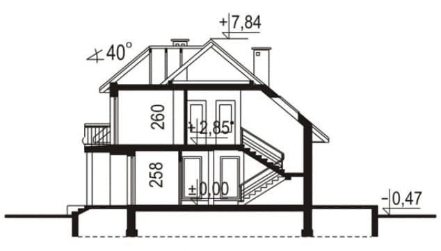 Rzut projektu WB-0083 - Przekrój