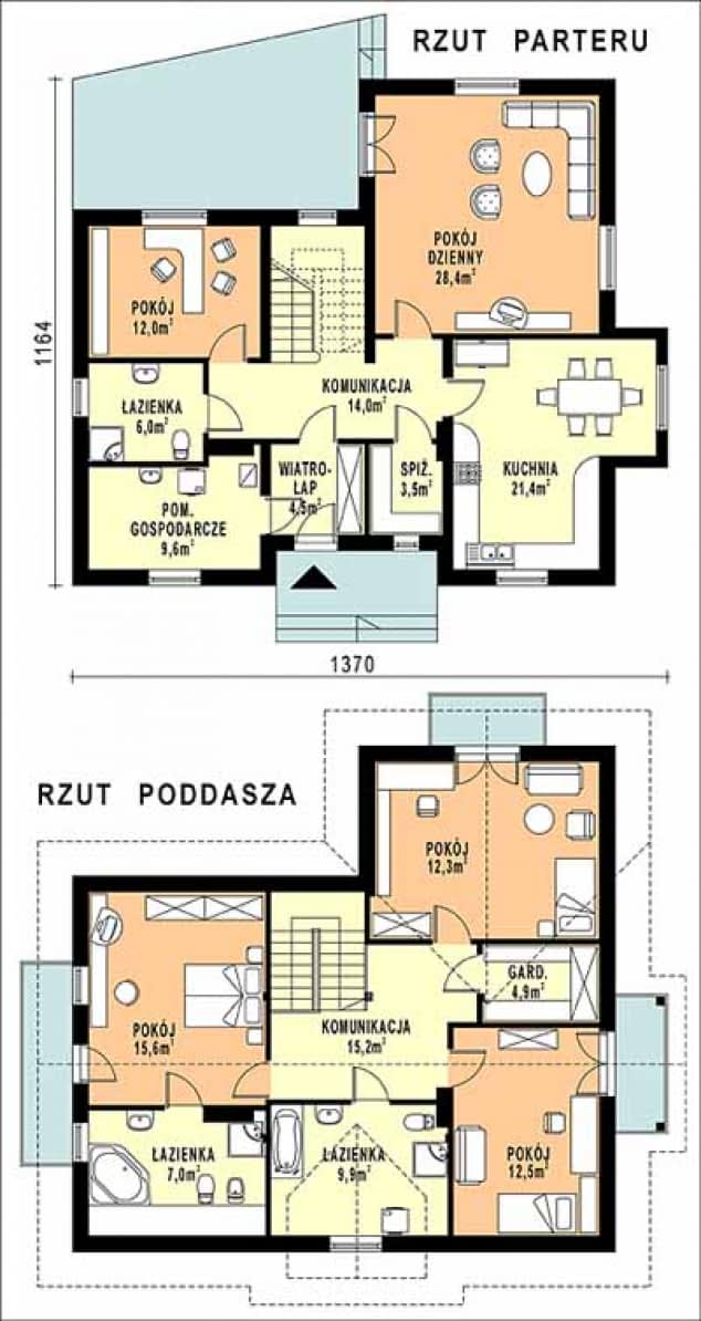 Rzut projektu WB-3969 - Parter