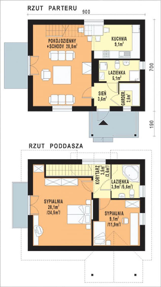 Rzut projektu WB-3998 - Parter