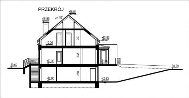 Rzut projektu WB-0005 - Przekrój