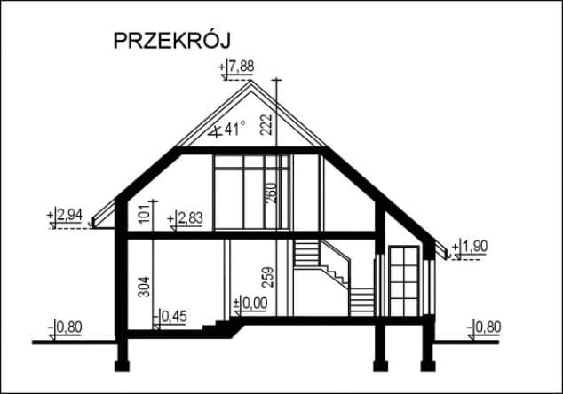 Rzut projektu WB-0015 - Przekrój