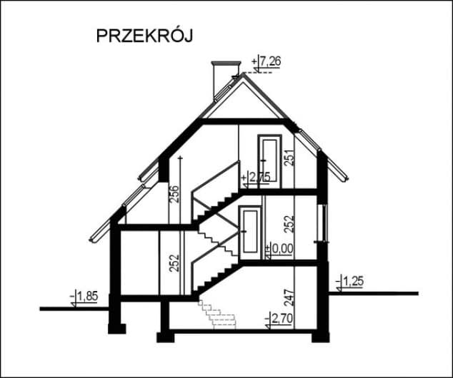 Rzut projektu WB-0018 - Przekrój