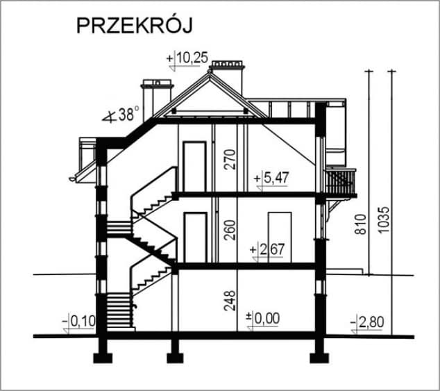 Rzut projektu WB-0021 - Przekrój
