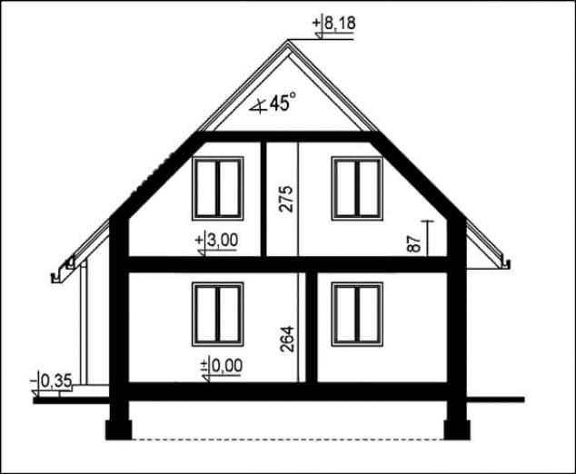 Rzut projektu WB-0034 - Przekrój