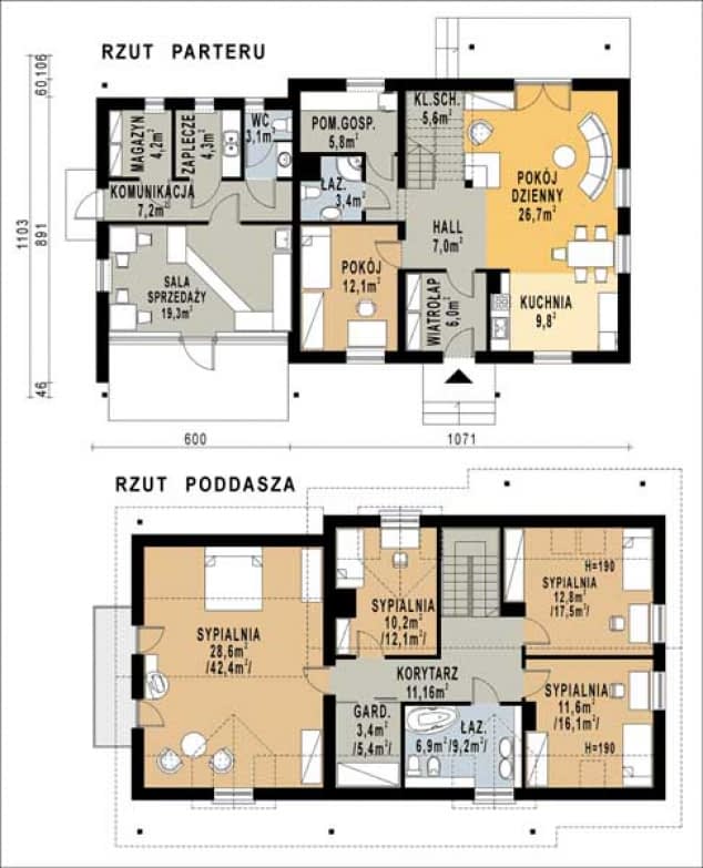 Rzut projektu WB-0025 - Parter
