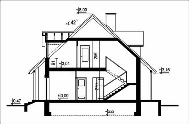 Rzut projektu WB-0025 - Przekrój