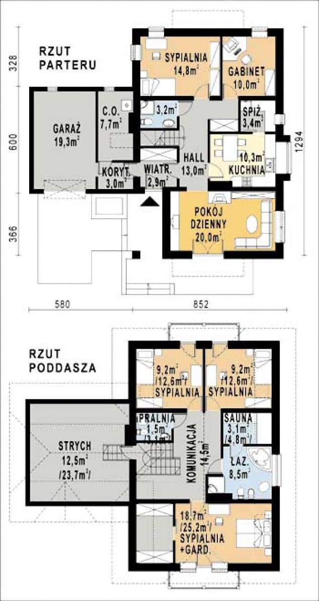Rzut projektu WB-0031 - Parter