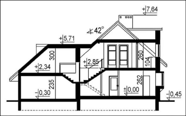 Rzut projektu WB-0032 - Przekrój