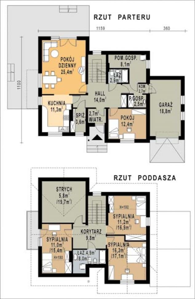 Rzut projektu WB-0037 - Parter