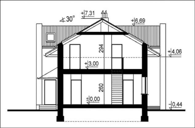 Rzut projektu WB-0030 - Przekrój