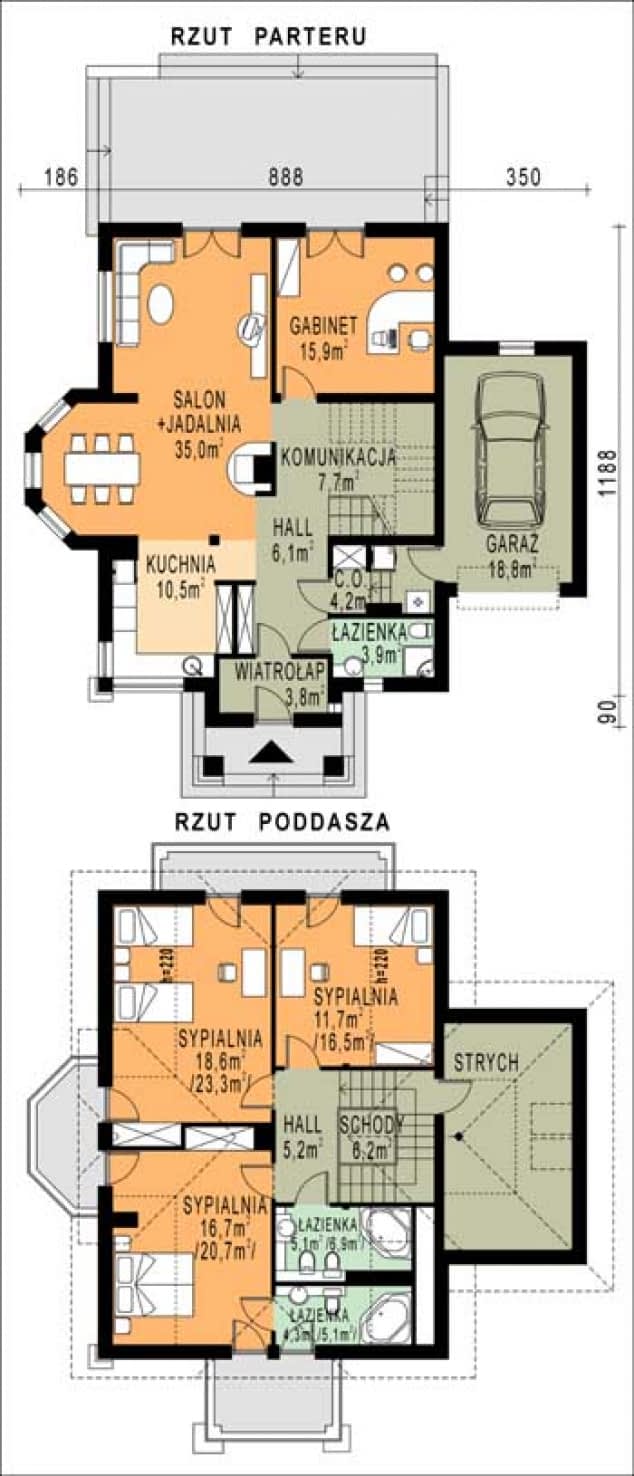 Rzut projektu WB-0044 - Parter