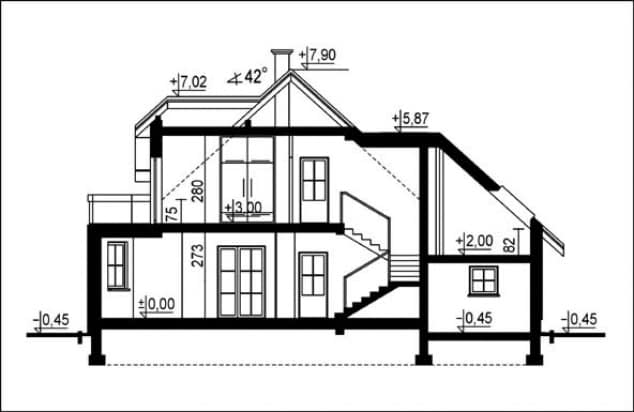 Rzut projektu WB-0044 - Przekrój