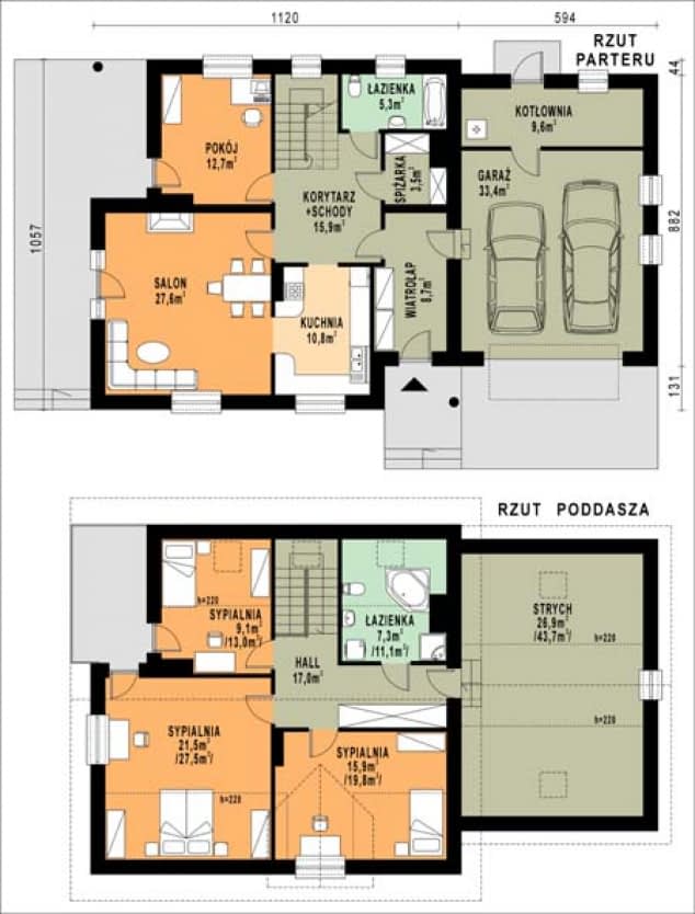 Rzut projektu WB-0046 - Parter