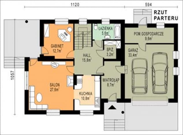 Rzut projektu WB-0047 - Parter