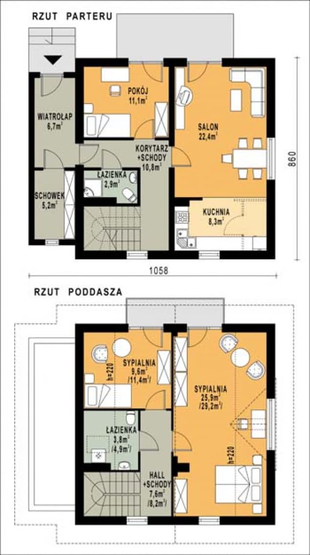 Rzut projektu WB-0039 - Parter