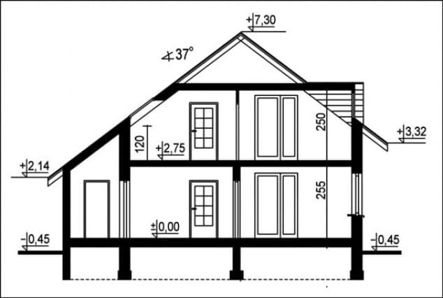 Rzut projektu WB-0039 - Przekrój