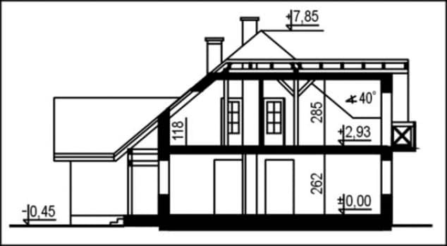 Rzut projektu WB-0040 - Przekrój