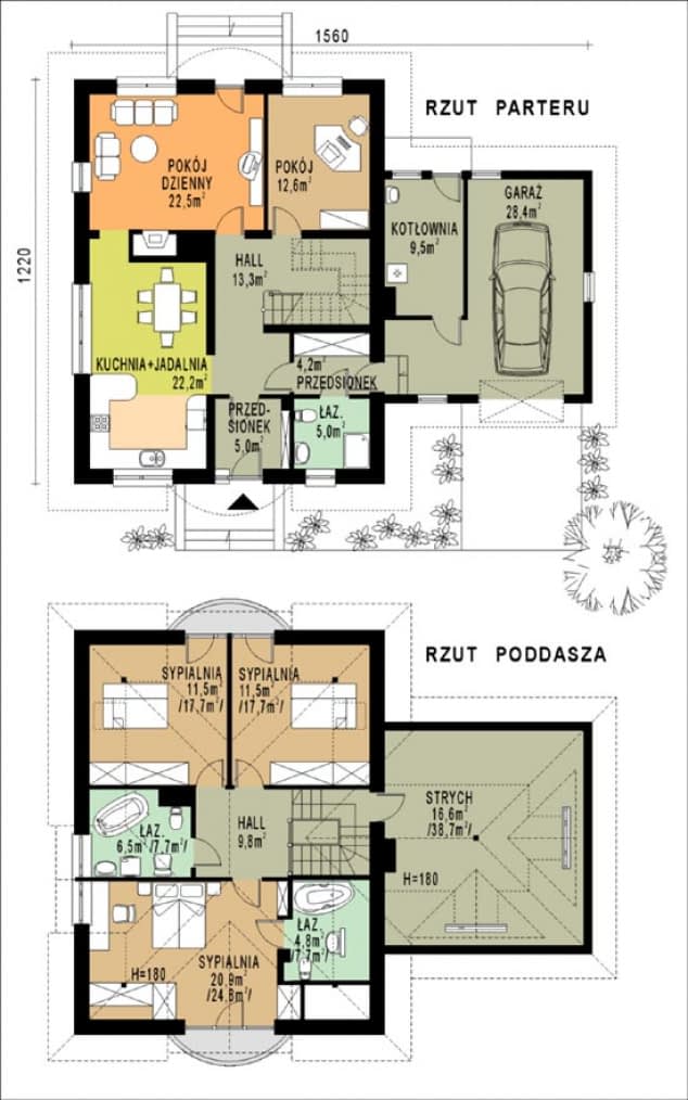 Rzut projektu WB-0054 - Parter