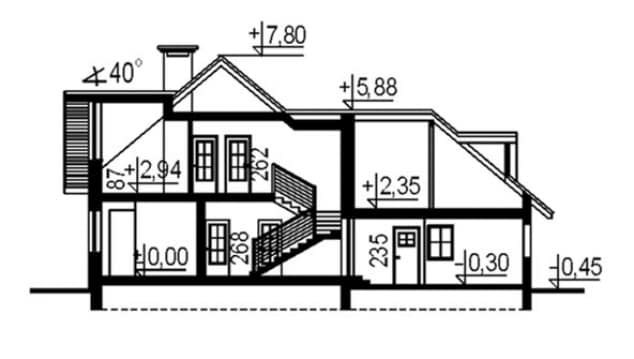 Rzut projektu WB-0054 - Przekrój