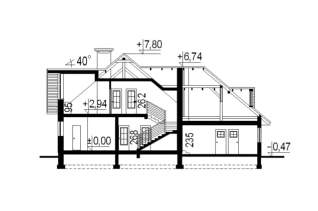 Rzut projektu WB-0052 - Przekrój