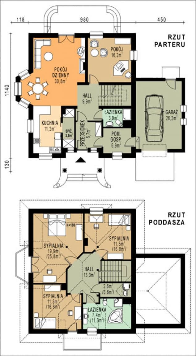 Rzut projektu WB-0053 - Parter
