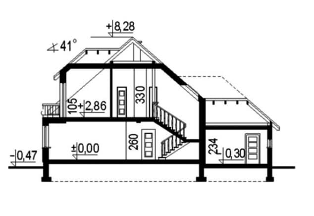 Rzut projektu WB-0053 - Przekrój