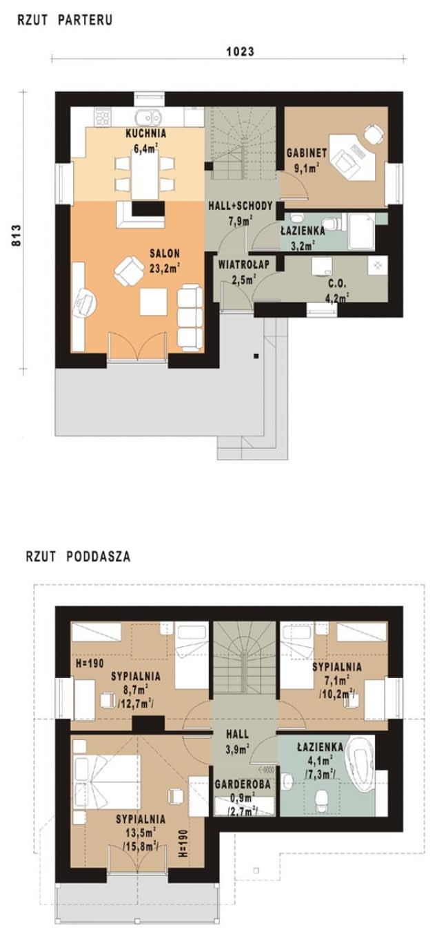 Rzut projektu WB-0055 - Parter