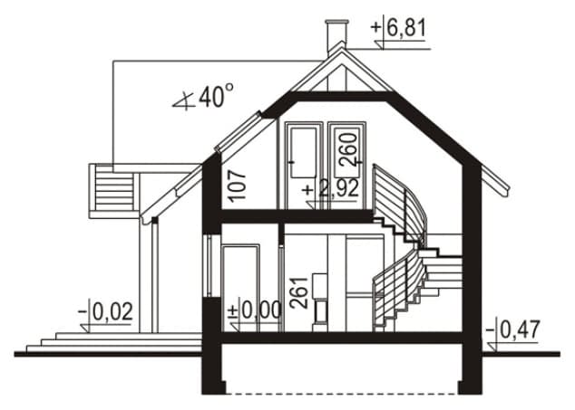 Rzut projektu WB-0055 - Przekrój
