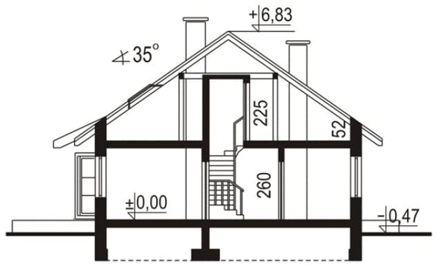 Rzut projektu WB-0056 - Przekrój