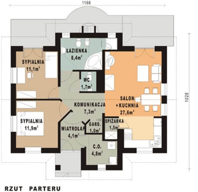 Rzut projektu WB-0060 - Parter