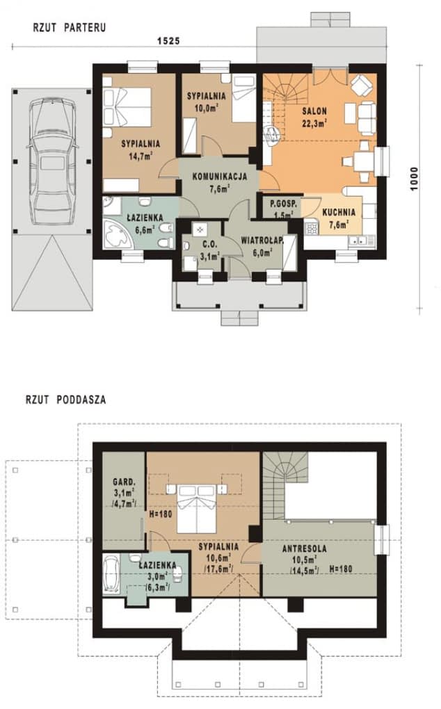 Rzut projektu WB-0068 - Parter