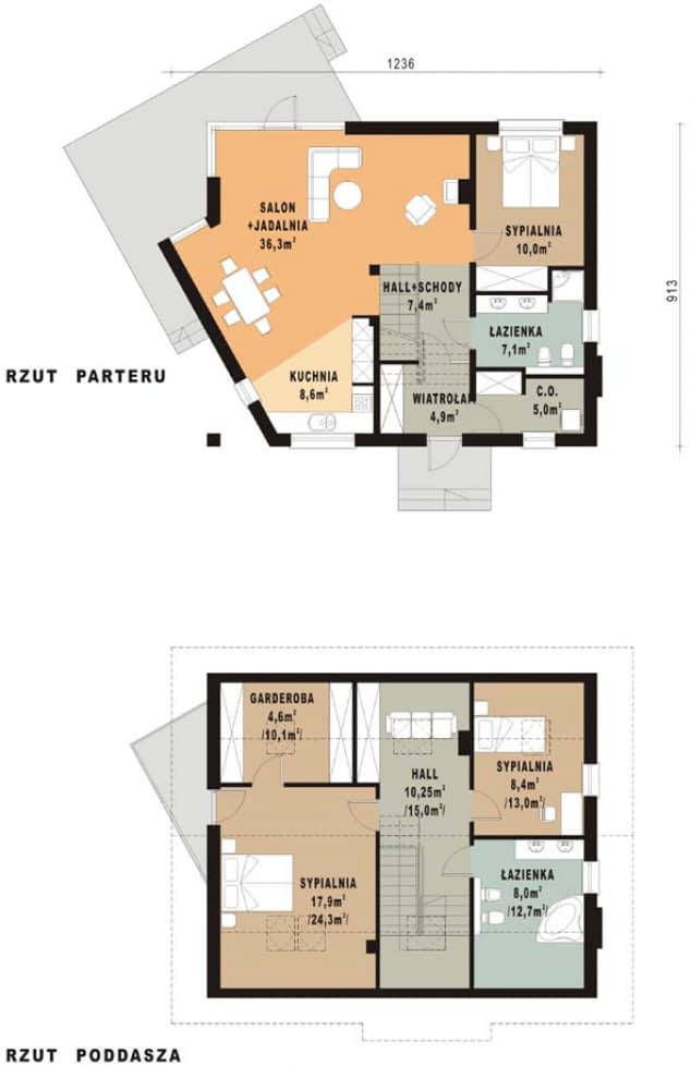Rzut projektu WB-0070 - Parter