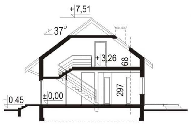 Rzut projektu WB-0070 - Przekrój