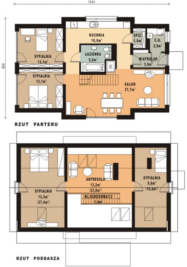 Rzut projektu WB-0063 - Parter