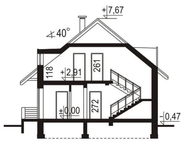 Rzut projektu WB-0071 - Przekrój
