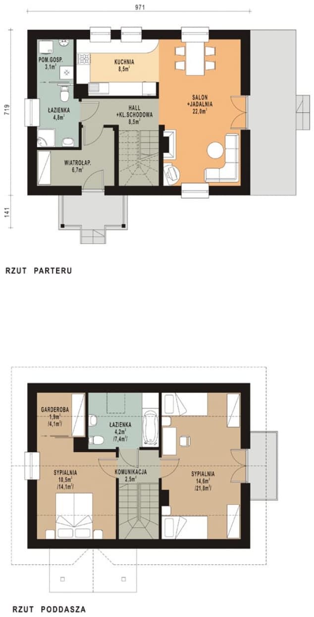 Rzut projektu WB-0059 - Parter