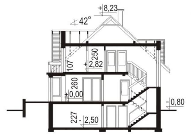 Rzut projektu WB-0072 - Przekrój