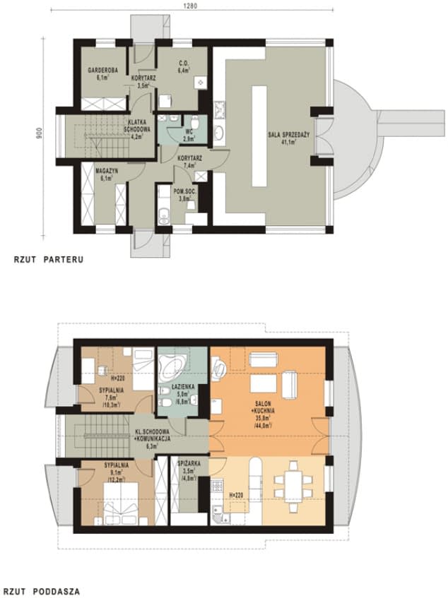 Rzut projektu WB-0074 - Parter