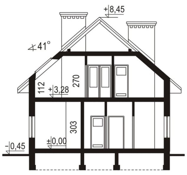 Rzut projektu WB-0074 - Przekrój