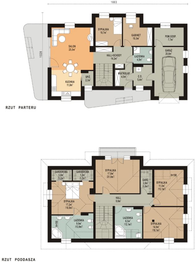Rzut projektu WB-0078 - Parter